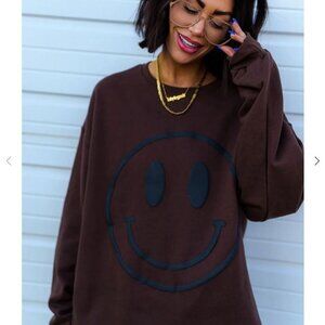 Dressed in Lala The World Needs Your Magic Puff Print Pullover in Mocha + Black